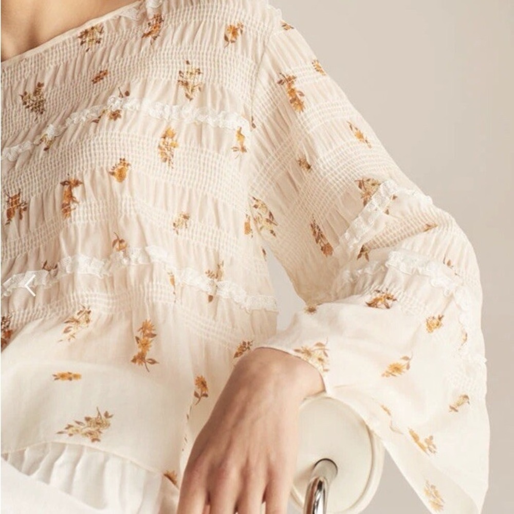 Rebecca Taylor Cream Floral Blouse size small - Picture 2 of 7